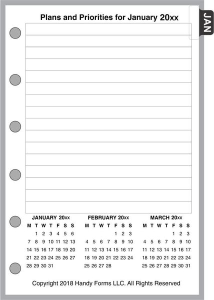 FPK Monthly Planner, 4 Pages per Month, With Lines