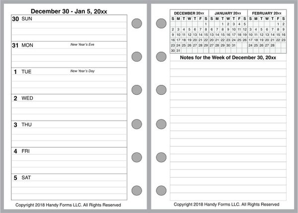 FPK Weekly Planner, 2 Pages per Week, 2 Pages per Month, With Lines (Style E)