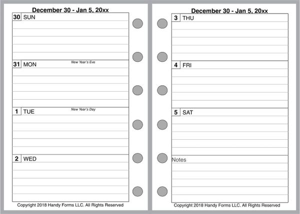 FPK Weekly Planner, 2 Pages per Week, 2 Pages per Month, With Lines (Style A)