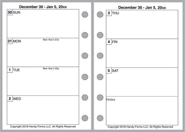 FPK Weekly Planner, 2 Pages per Week, 2 Pages per Month, No Lines (Style A)