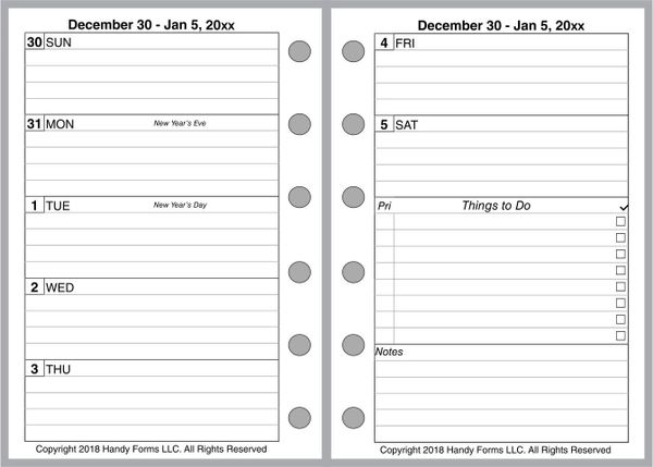 FPK Weekly Planner, 2 Pages per Week, 2 Pages per Month, With Lines (Style D)