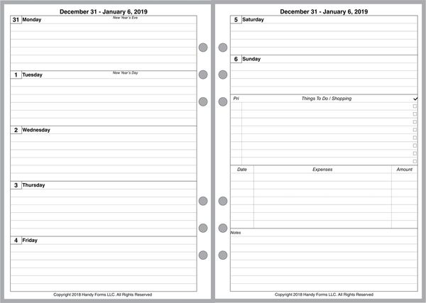 A5 Weekly Planner, 2 Pages per Week, 2 Pages per Month, with Lines. Style C.