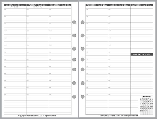 FCS Weekly Planner, 2 Pages per Week, 2 Pages per Month (Style V)