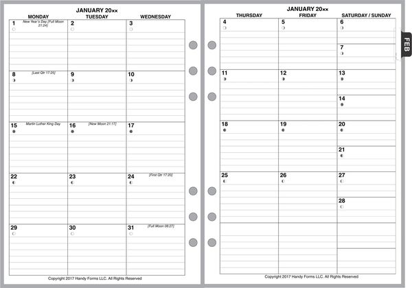 A5 Monthly Planner, 4 Pages per Month, With Lines