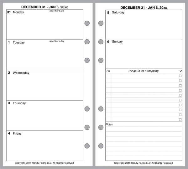 FPL Weekly Planner, 2 Pages per Week, 2 Pages per Month, No Lines (Style D)