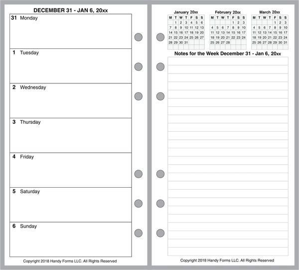 FPL Weekly Planner, 2 Pages per Week, 2 Pages per Month, No Lines (Style E)