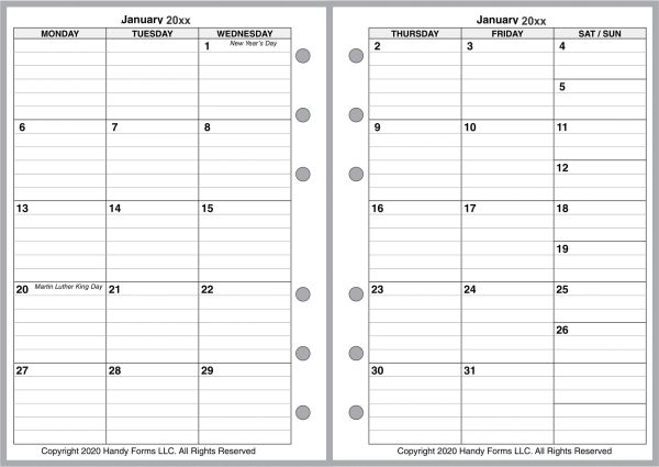 A6 Monthly Planners | Handy Forms LLC