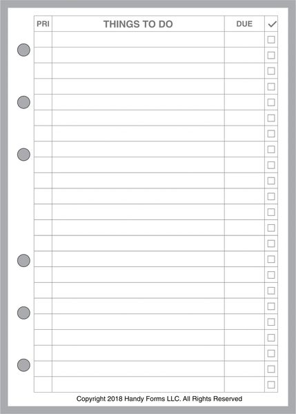 Checklist Sheet A6 Printable Planner Inserts to Do List 