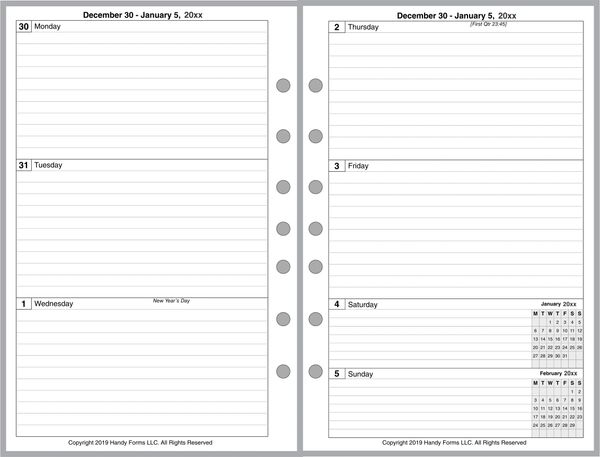 FCS Weekly Planner, 2 Pages per Week, 2 Pages per Month, with Lines, Optional Appt Times, Style B