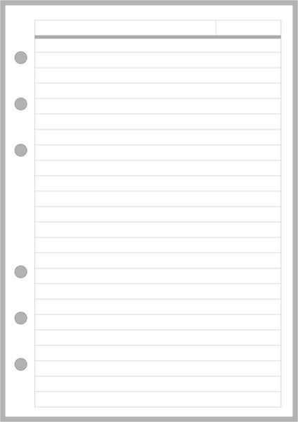 PW Lined Note Paper with Subject Header - Personal Wide