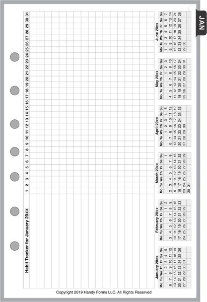 FCS Monthly Planner, 4 Pages per Month, Habit Tracker, No Lines