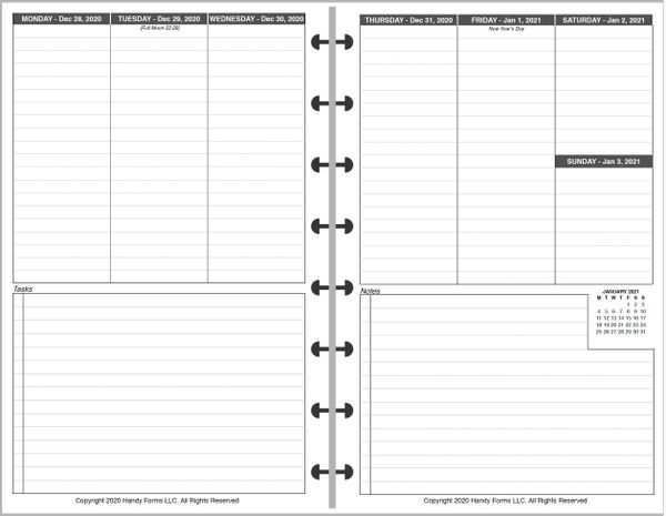 LVJ Weekly Planner, 2 Pages per Week, 2 Pages per Month, Schedule + Tasks (Style V5C)