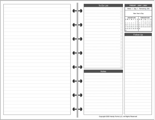 LVJ Daily Planner, 2 Pages per Day, 3 Pages per Month (Style D)