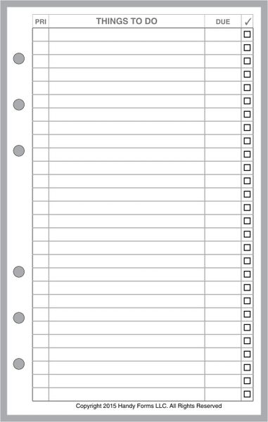 Checklist Sheet A6 Printable Planner Inserts to Do List 