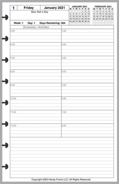 LVJ Daily Planner, 1 Page per Day, 3 Pages per Month (Style C)