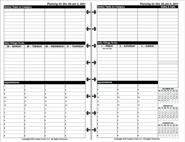 LVJ Weekly Planner, 2 Pages per Week, 2 Pages per Month, with Daily Schedule Tasks and Plans (Style VT)