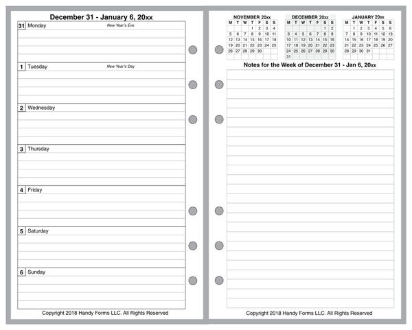 FCC Weekly Planner, 2 Pages per Week, 2 Pages per Month, with Lines, Style E