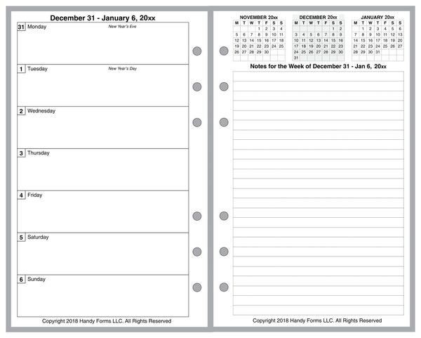 FCC Weekly Planner, 2 Pages per Week, 2 Pages per Month, No Lines, Style E