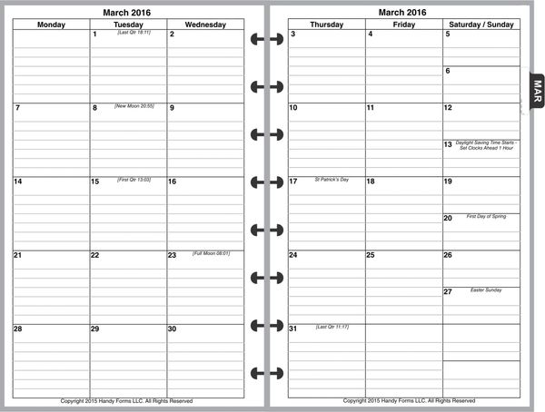 LVJ Monthly Planner, 2 Pages per Month, 6-Columns, with Lines