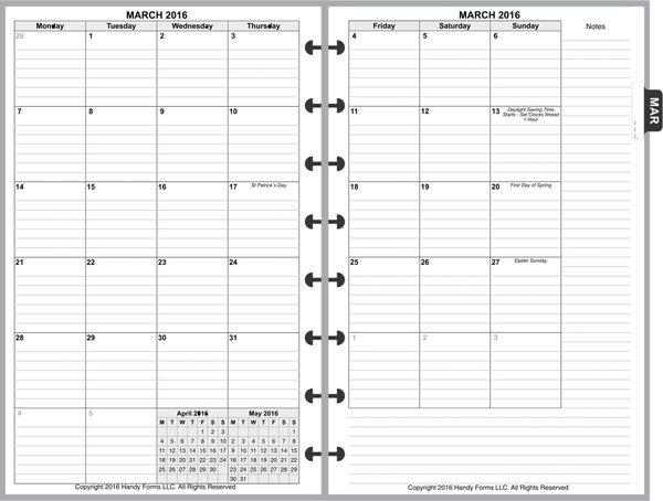 LVJ Monthly Planner, 2 Pages per Month, 7-Columns, with Lines
