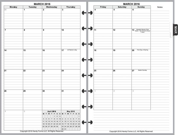 Printed A5 Dated Monthly Planner Inserts Monthly 2 Page 