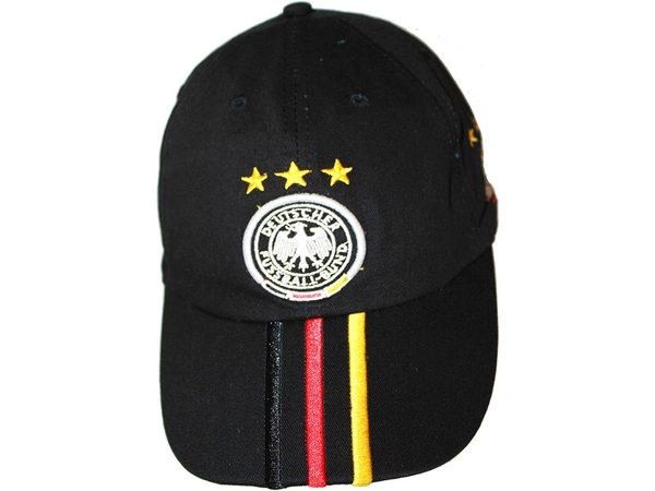 GERMANY BLACK WITH COLORED STRIPES , 3 STARS , DEUTSCHER FUSSBALL - BUND LOGO FIFA SOCCER WORLD CUP EMBOSSED HAT CAP.. HIGH QUALITY .. NEW