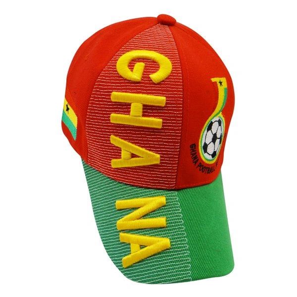 GHANA RED GREEN COUNTRY FLAG FIFA SOCCER WORLD CUP EMBOSSED HAT CAP .. HIGH QUALITY .. NEW