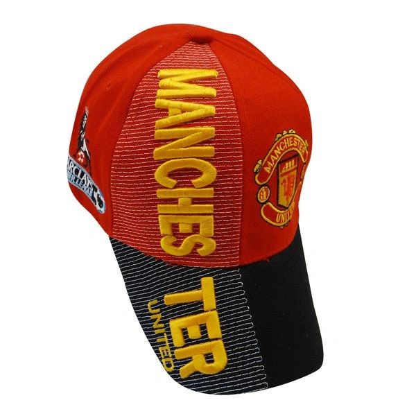 MANCHESTER UNITED BLACK RED WITH LOGO SOCCER EMBOSSED HAT CAP .. HIGH QUALITY .. NEW