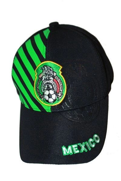 MEXICO BLACK WITH GREEN STRIPES FIFA SOCCER WORLD CUP FLEXFIT HAT CAP .. HIGH QUALITY .. NEW