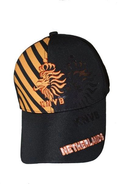 NETHERLANDS BLACK WITH ORANGE STRIPES KNVB LOGO FIFA SOCCER WORLD CUP FLEXFIT HAT CAP.. HIGH QUALITY .. NEW