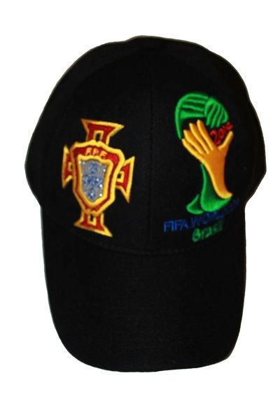 PORTUGAL BLACK FPF LOGO FIFA SOCCER WORLD CUP EMBOSSED HAT CAP .. NEW