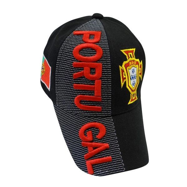 PORTUGAL BLACK COUNTRY FLAG FPF LOGO FIFA SOCCER WORLD CUP EMBOSSED HAT CAP .. NEW