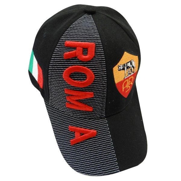 ROMA BLACK COUNTRY FLAG WITH LOGO SOCCER EMBOSSED HAT CAP .. NEW