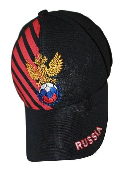 RUSSIA BLACK WITH RED STRIPES 2-HEAD EAGLE FIFA SOCCER WORLD CUP EMBOSSED HAT CAP .. NEW