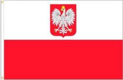 POLAND WITH EAGLE LARGE 3' X 5' FEET COUNTRY FLAG BANNER .. NEW AND IN A PACKAGE