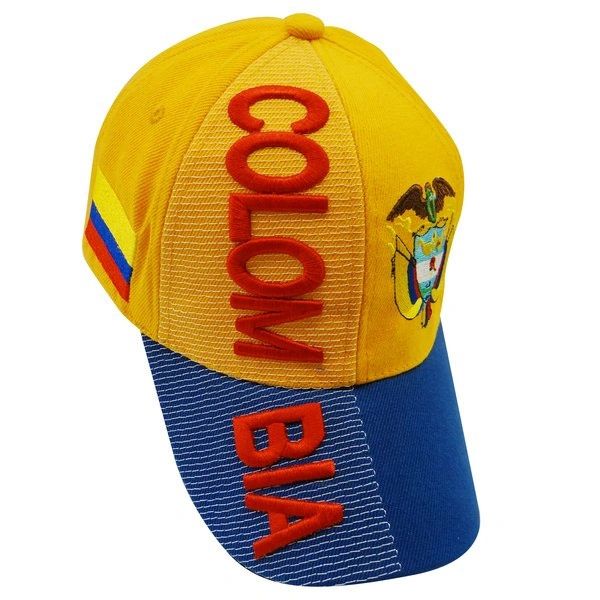 COLOMBIA YELLOW BLUE COUNTRY FLAG EMBOSSED HAT CAP .. NEW