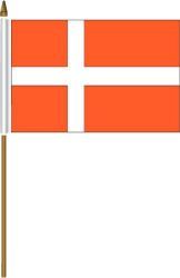 DENMARK 4" X 6" INCHES MINI COUNTRY STICK FLAG BANNER WITH STICK STAND ON A 10 INCHES PLASTIC POLE .. NEW AND IN A PACKAGE