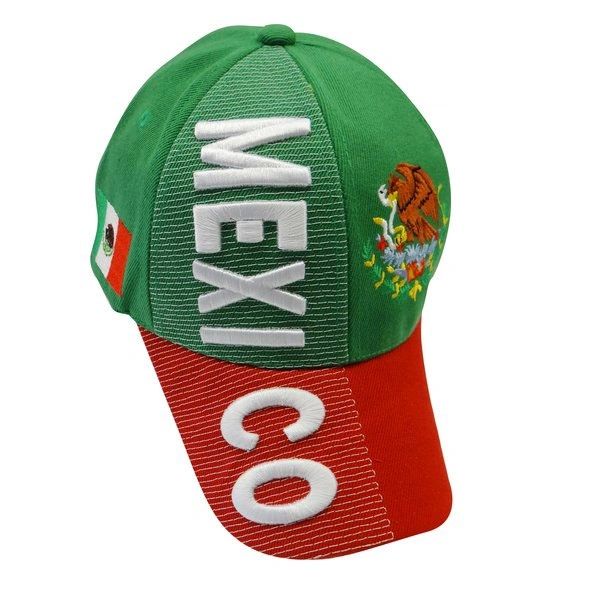 MEXICO GREEN RED COUNTRY FLAG EMBOSSED HAT CAP .. NEW