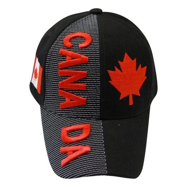CANADA BLACK COUNTRY FLAG WITH RED MAPLE LEAF EMBOSSED HAT CAP .. NEW