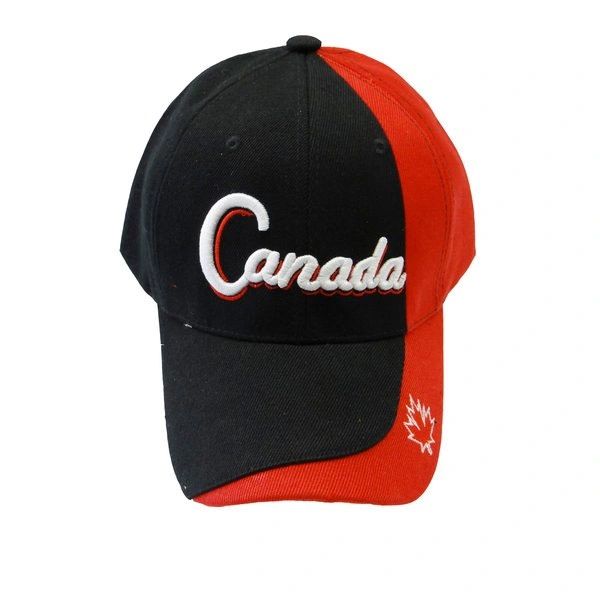 CANADA BLACK RED WITH WORD "CANADA" & MAPLE LEAF EMBOSSED HAT CAP .. NEW