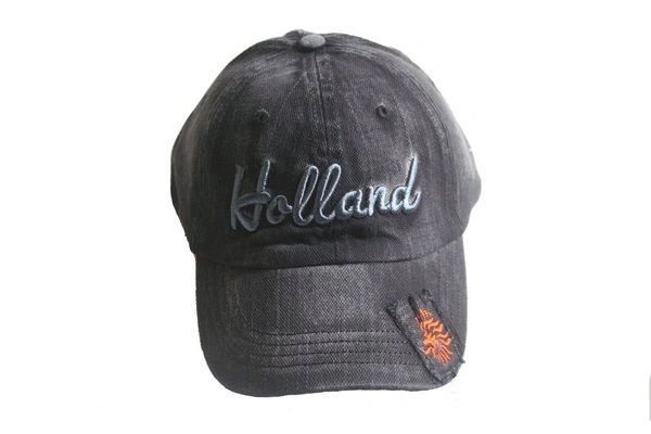 HOLLAND BLACK ACID - WASHED KNVB LOGO FIFA SOCCER WORLD CUP EMBOSSED HAT CAP .. NEW