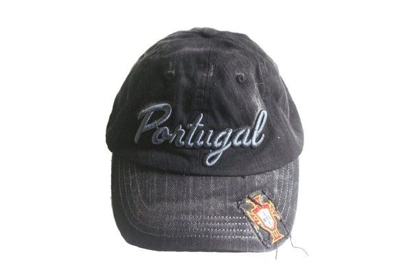 PORTUGAL BLACK ACID - WASHED FPF LOGO FIFA SOCCER WORLD CUP EMBOSSED HAT CAP .. NEW
