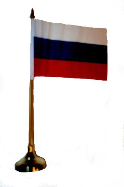 RUSSIA 4" X 6" INCHES MINI COUNTRY STICK FLAG BANNER WITH GOLD STAND ON A 10 INCHES PLASTIC POLE .. NEW AND IN A PACKAGE.