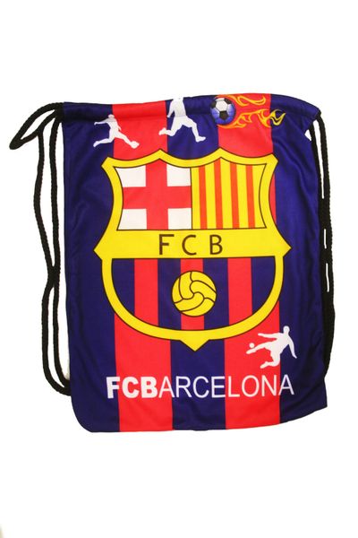 FC BARCELONA LOGO SOCCER DRAWSTRING KNAPSACK BAG ..SIZE : 14" X 8" INCHES .. NEW AND IN A PACKAGE