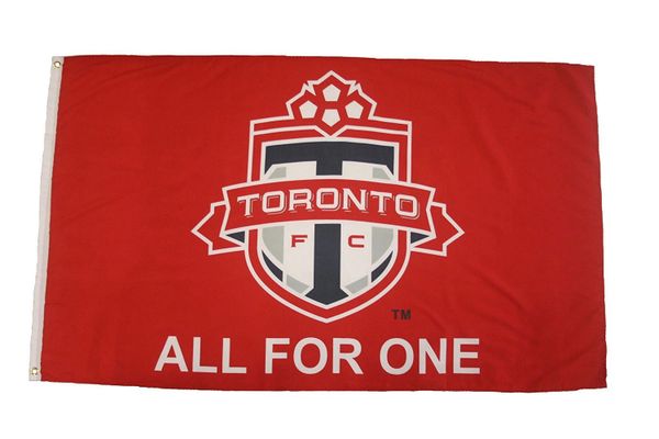 F.C. TORONTO LOGO ALL FOR ONE RED 3' X 5' FEET FLAG BANNER