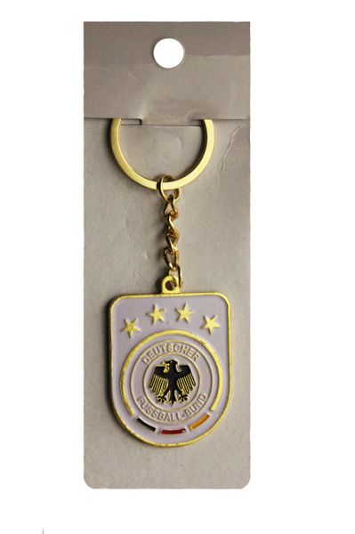 GERMANY 4 Stars , Deutscher Fussball - Bund Logo FIFA World Cup Metal KEYCHAIN .. Size : 1.25" x 1.75" inch.