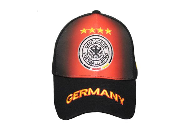 GERMANY Black - Red , 4 STARS DEUTSCHER FUSSBALL - BUND Logo FIFA WORLD CUP EMBROIDERED HAT CAP