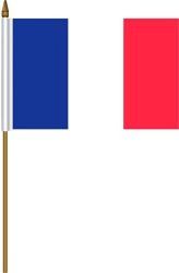 FRANCE 4" X 6" INCHES MINI COUNTRY STICK FLAG BANNER WITH STICK STAND ON A 10 INCHES PLASTIC POLE .. NEW AND IN A PACKAGE