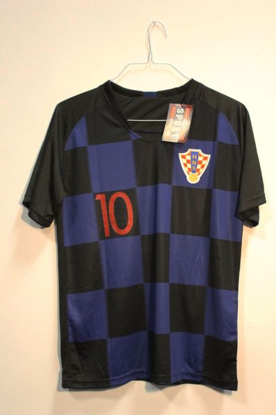 CROATIA Black Blue MODRIC #10 HNS Logo FIFA World Cup JERSEY Set : T-SHIRT & PANTS