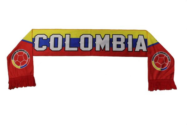 COLOMBIA Country Flag , Federacion Colombiana De Futbol Logo FIFA World Cup WARM THIN CRASHED FLEECE SCARF